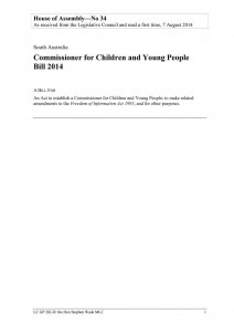 COMMISSIONER YOUNG PEOPLE BILL 2014.UN