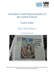 UN Youth Representative - Laura John - July Report (1 July 2014)